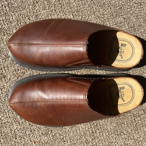 Dr. Martens Brown Leather Slip-On Clogs - Picture 2 of 6